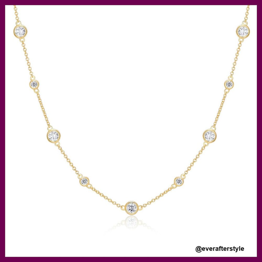 Sterling Silver Dainty Station Necklace Minimalist Layering Chain Adjustable